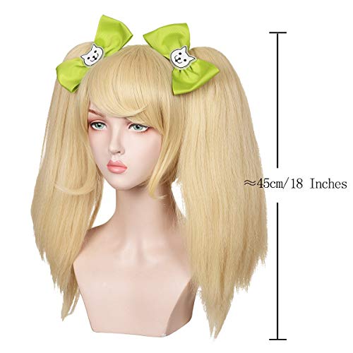 ColorGround Blonde Wig with 2 Bowknot for Halloween and Cosplay Con (Detachable Ponytails) - Image 2