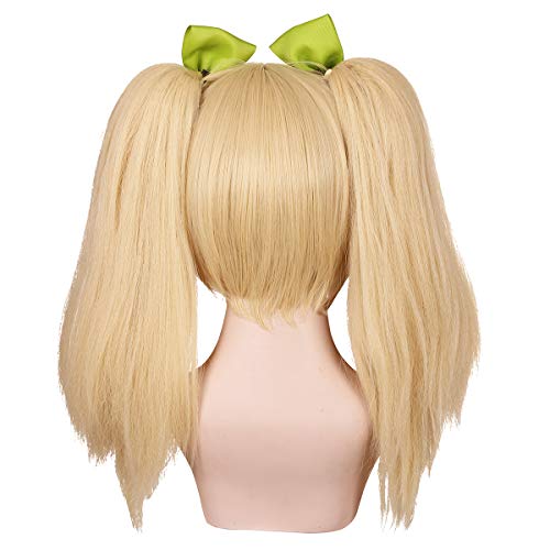 ColorGround Blonde Wig with 2 Bowknot for Halloween and Cosplay Con (Detachable Ponytails) - Image 5
