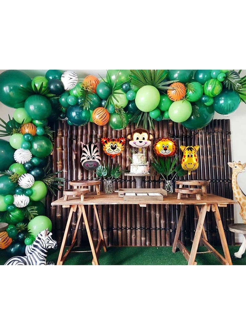 SYOSI Safari Jungle Wild One Balloon Lion King Theme Baby Shower Birthday Party Decorations Supplies Boy Boys Green Balloons Garland Kit  - Image 2