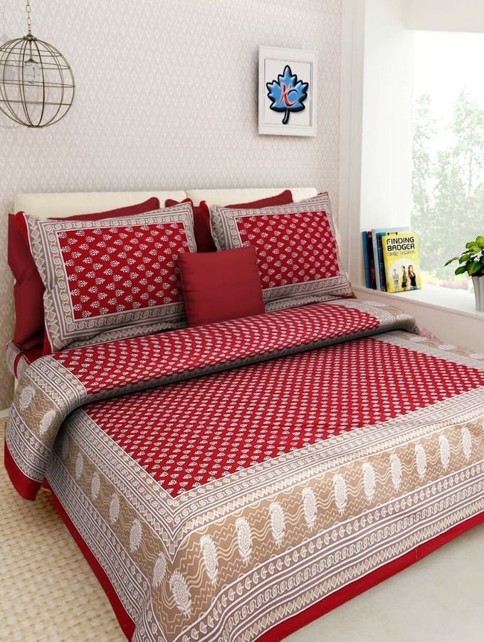 COTTON 144 TC 1 DOUBLE BEDSHEET WITH 2 PILLOW COVERS MULTICOLOR