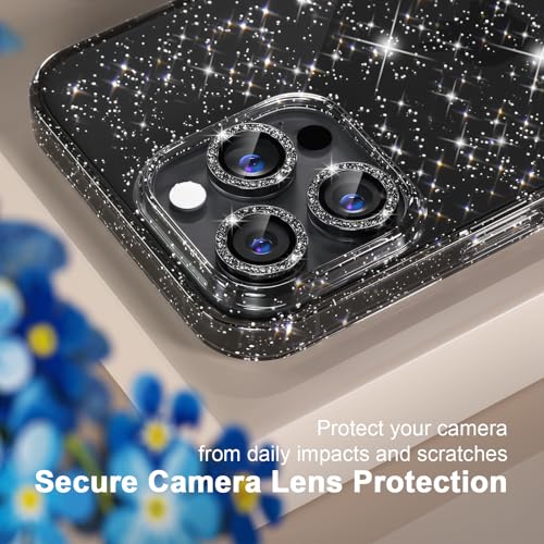 Choiche Compatible for iPhone 16 Pro Max Case Women Phone Case, Cute Bling Sparkly, Military Grade Protection, 3 Diamond Camera Lens Covers, 2 Tempered Glass Protectors, 6.9 inch (Glitter Black) - Image 3