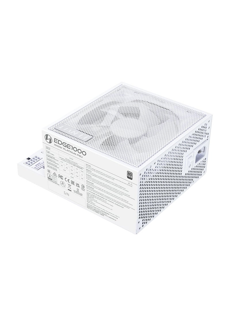 LIAN LI EDGE Gold 1000W Power Supply, Fully Modular ATX 3.0/3.1 Form Factor, 80 PLUS Platinum Certified, PCIe 5.1 Ready with 12V-2×6 Connector, USB/PWM Hub, L-Shape Design, FDB Fan, White | G9P.EG100G.WH00.UK  - Image 2