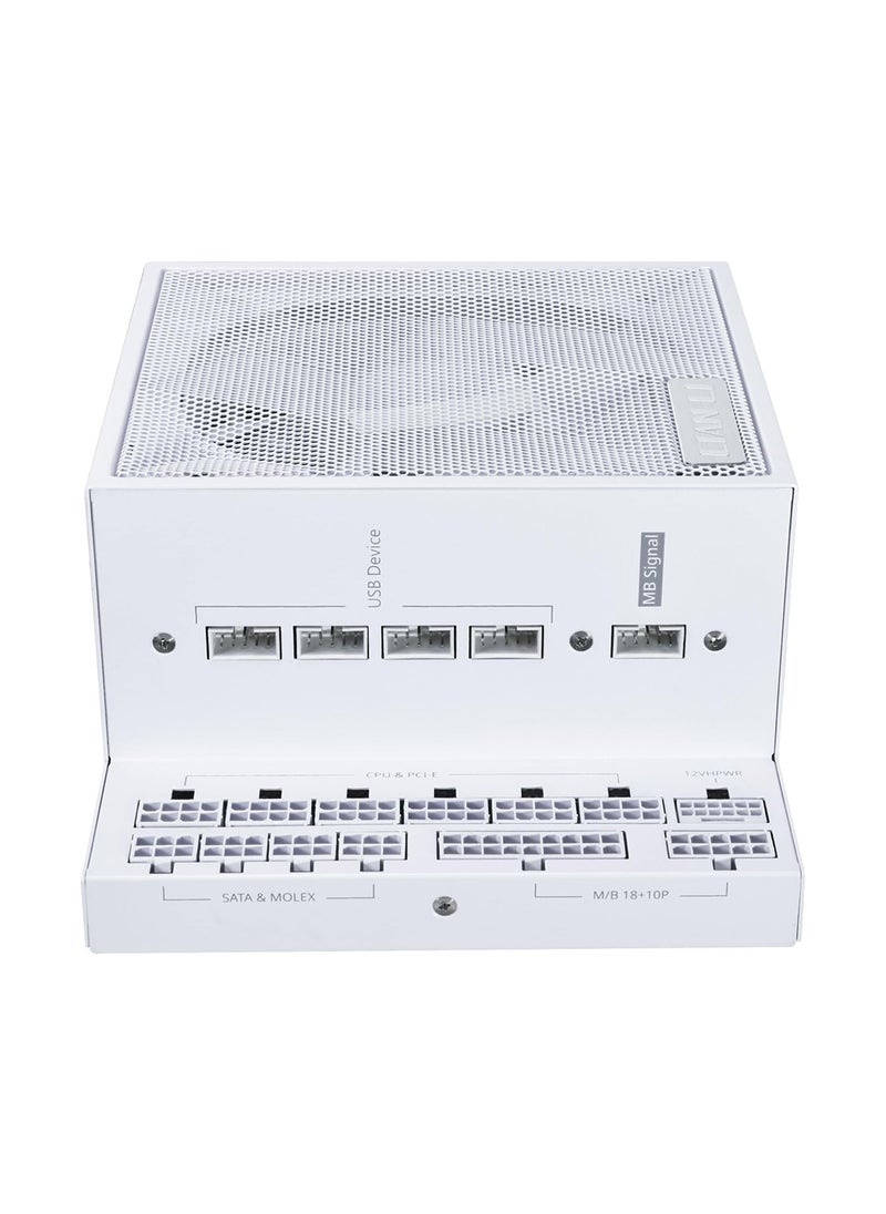 LIAN LI EDGE Gold 1000W Power Supply, Fully Modular ATX 3.0/3.1 Form Factor, 80 PLUS Platinum Certified, PCIe 5.1 Ready with 12V-2×6 Connector, USB/PWM Hub, L-Shape Design, FDB Fan, White | G9P.EG100G.WH00.UK  - Image 5