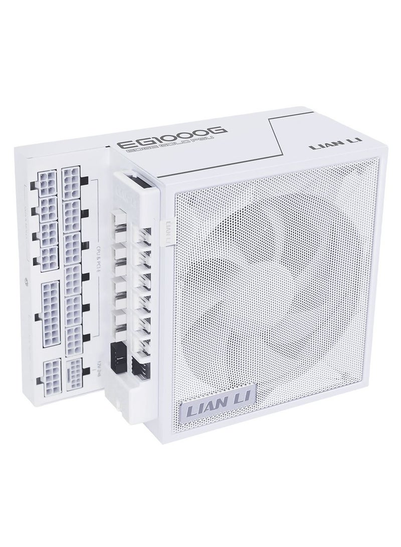 LIAN LI EDGE GOLD 1000W ATX 3.1 Fully Modular Power Supply, 80 Plus Gold Efficiency, PCIe 5.1 12V-2×6 GPU Cable, L-Shape Dual-Chamber Fit, Removable USB & PWM Fan Hub, 120mm FDB Cooling Fan, Industrial-Grade Capacitors, Magnetic Dust Filter, White | EG1000G - Image 3