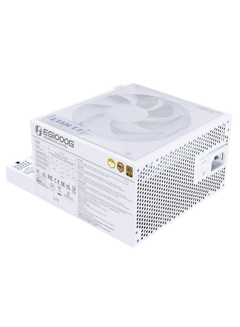 LIAN LI EDGE GOLD 1000W ATX 3.1 Fully Modular Power Supply, 80 Plus Gold Efficiency, PCIe 5.1 12V-2×6 GPU Cable, L-Shape Dual-Chamber Fit, Removable USB & PWM Fan Hub, 120mm FDB Cooling Fan, Industrial-Grade Capacitors, Magnetic Dust Filter, White | EG1000G - Image 2