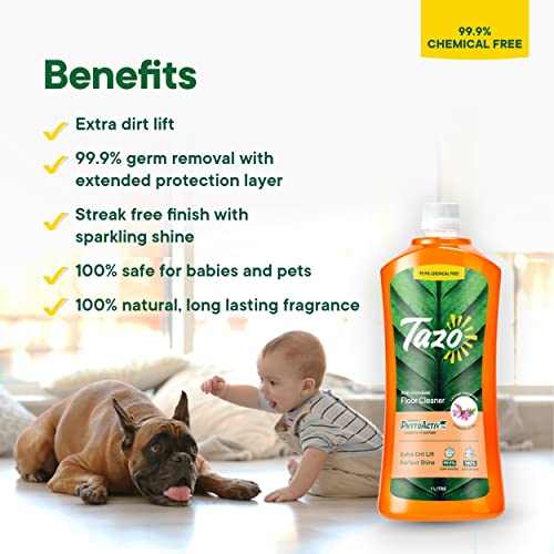 Tazo Floor Cleaner Liquid (1 Litre, Pack of 1), Antimicrobial Disinfectant Surface Cleaner, Biodegradable & Plant Powered Floor Cleaner With Extra Dirt Lift, Kills 99.99% Germs, Baby & Pet Safe - Image 5
