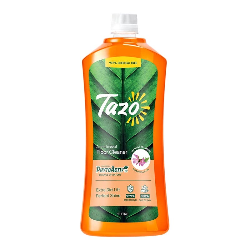 Tazo Floor Cleaner Liquid (1 Litre, Pack of 1), Antimicrobial Disinfectant Surface Cleaner, Biodegradable & Plant Powered Floor Cleaner With Extra Dirt Lift, Kills 99.99% Germs, Baby & Pet Safe - Image 1