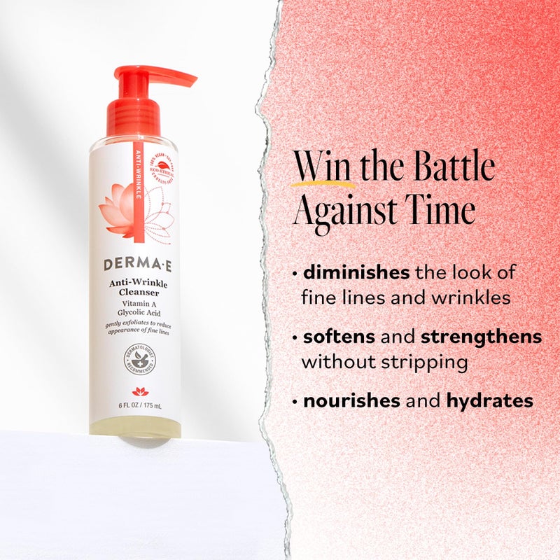 derma-e Derma E Anti-Wrinkle Cleanser â€“ Anti-Aging Face Wash with Glycolic Acid and Vitamin A â€“ Gentle Cleansing and Exfoliating Facial Wash Removes Makeup, Oil and Impurities, 6 oz - Image 2