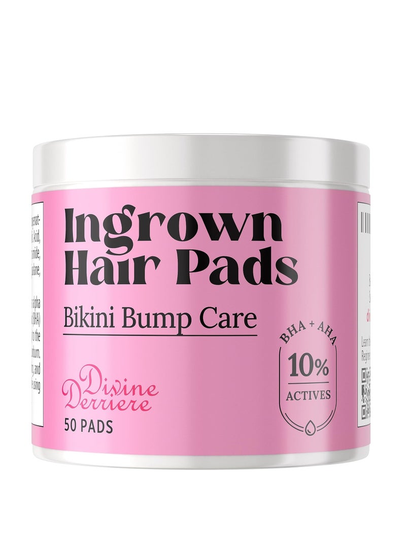 DIVINE DERRIERE Ingrown Hairs and Razor Bump Pads with BHA & AHA - Ingrown Hair Pads Topicals for Razor Burns - Razor Bump Stopper Waxing Skin Care, Ingrown Hair Treatment for Bikini Area and Razor Bumps  - Image 1