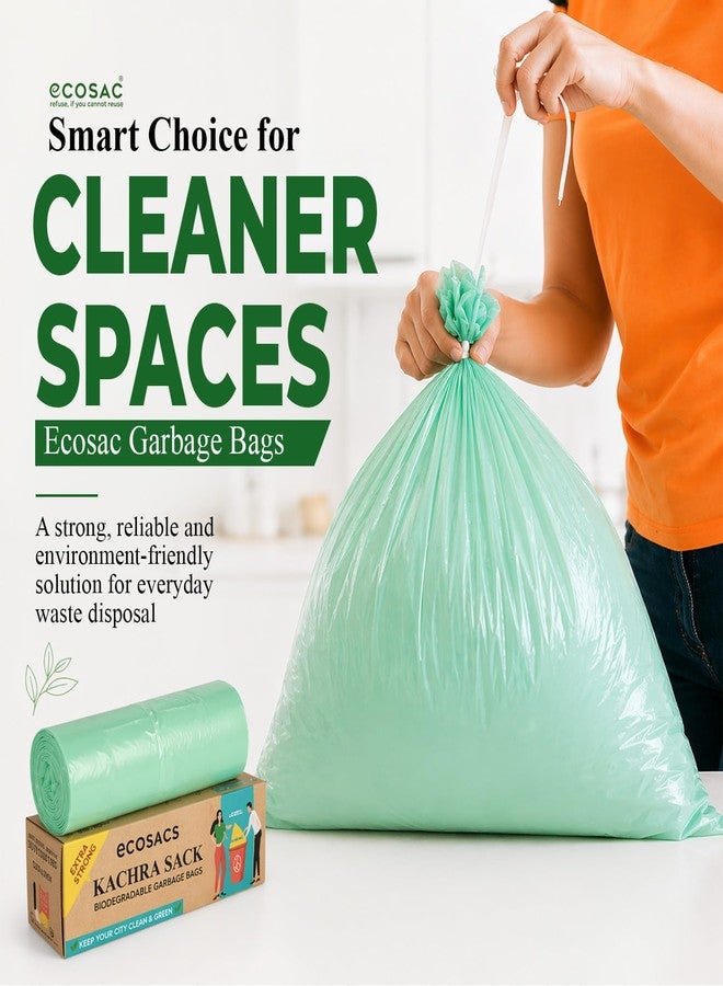ECOSAC Kachra Sack Garbage Bags With Ties |Degradable | Trash Bags |Medium Size | 19 x 21 Inches | 30 Rolls| Leak Proof| 100% |Eco-Friendly|Sustainably Made |Pack of 1 - Image 4