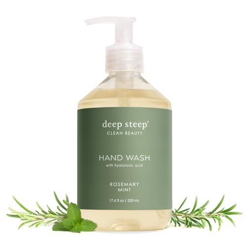 Deep Steep Liquid Hand Wash, Rosemary Mint, 17.6 oz â€“ Moisturizing Cleanser with Olive Oil, Aloe Vera, Glycerin & Hyaluronic Acid â€“ Vegan, Clean Beauty, Soft & Nourished Hands - Image 1