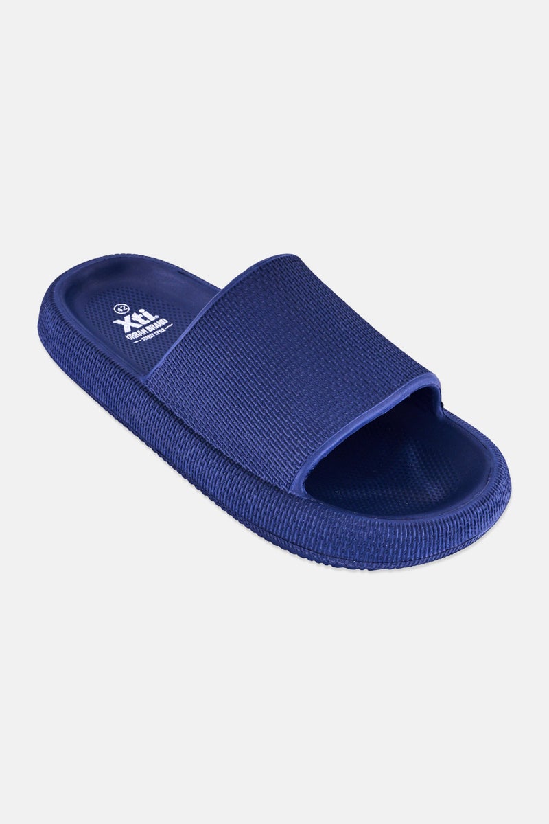 Xti Men Brand Logo Slip On Slides, Navy - Image 1
