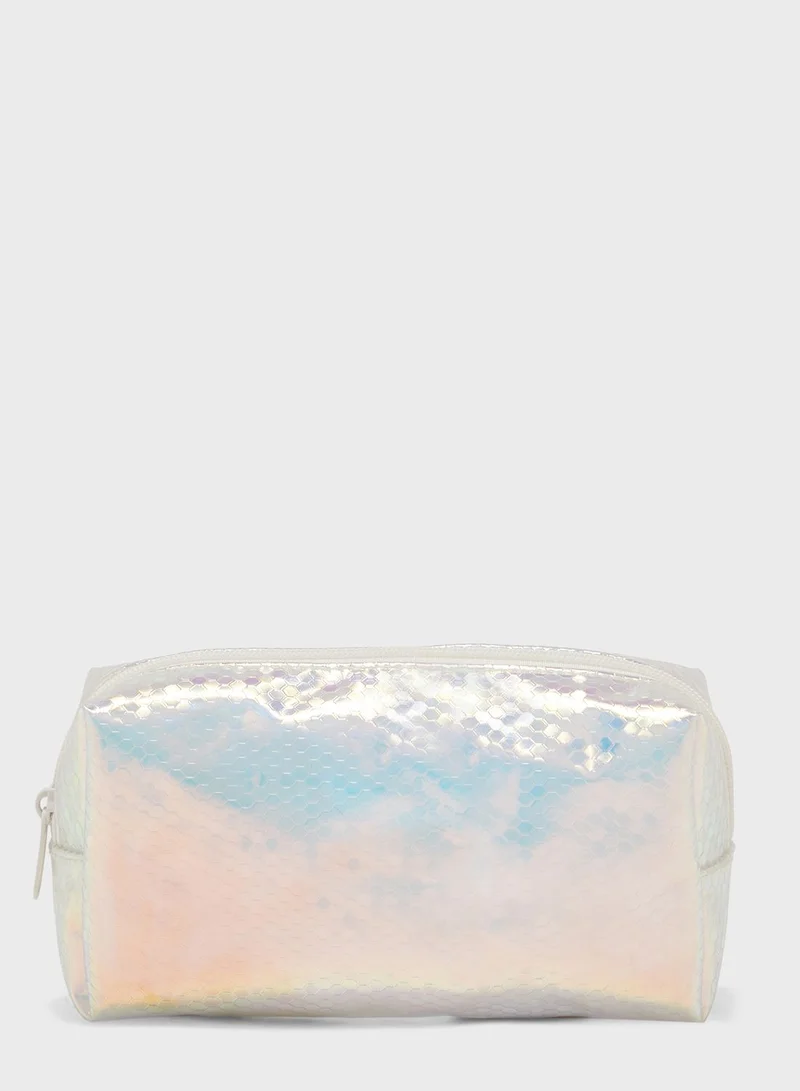 Pink Cactus Holographic Cosmetic Bag