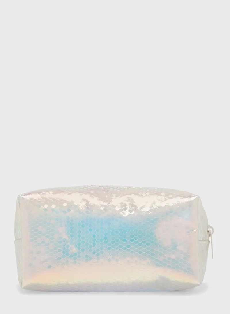Pink Cactus Holographic Cosmetic Bag