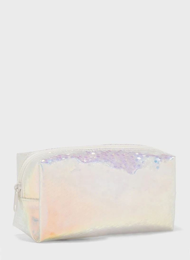 Pink Cactus Holographic Cosmetic Bag