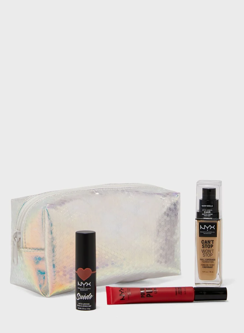Pink Cactus Holographic Cosmetic Bag