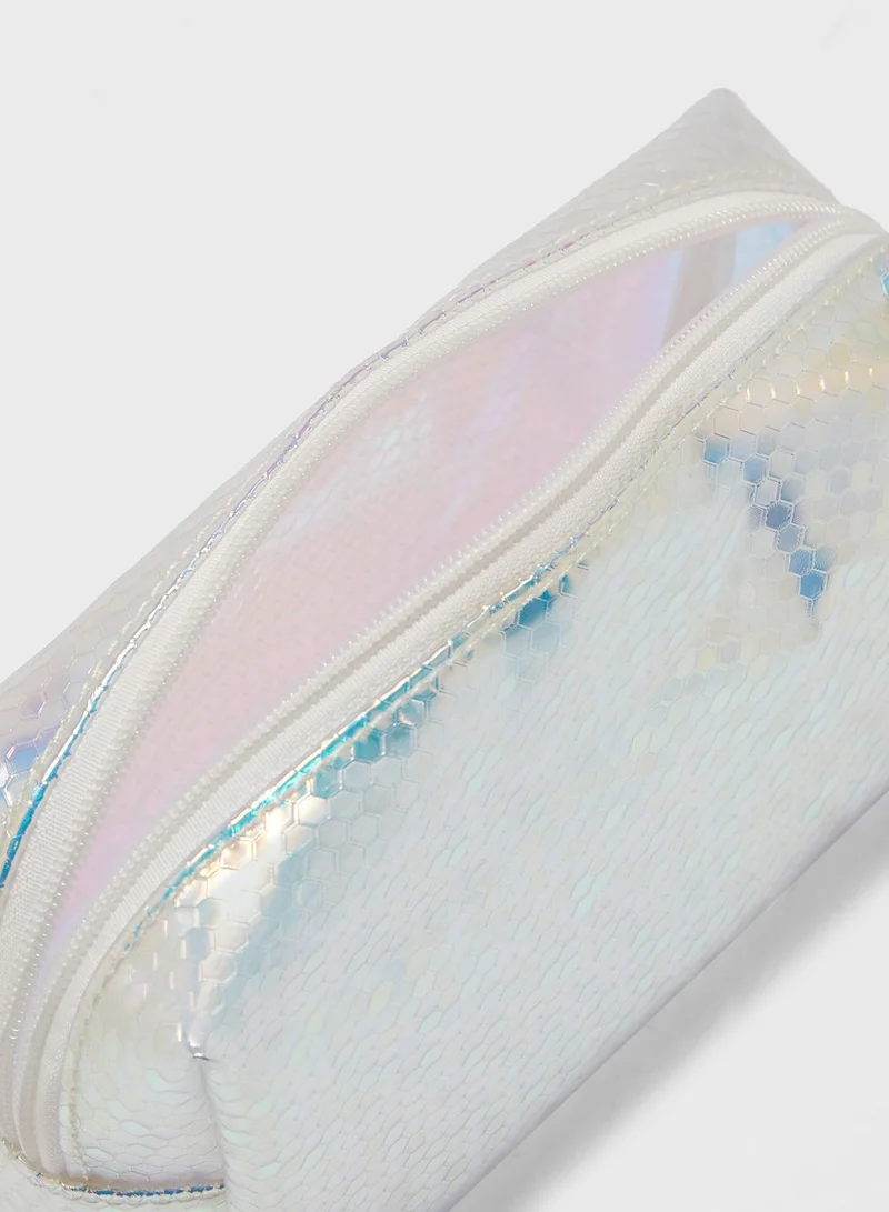 Pink Cactus Holographic Cosmetic Bag