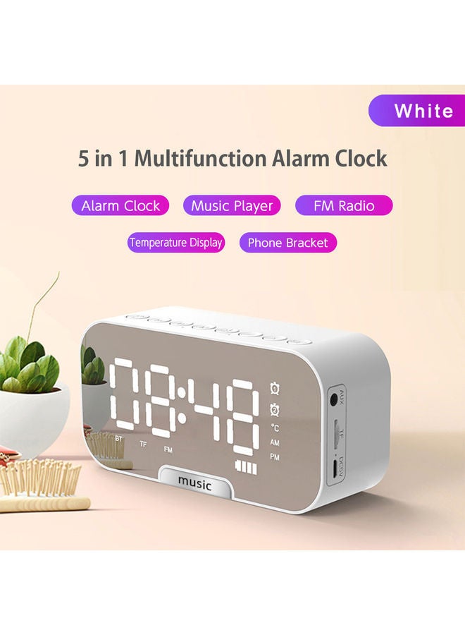 NIBEMINENT Multi-Functional Rechargeable Digital Mirror Surface Alarm Clock With BT Speaker And FM Radio White 6.8 X 13.9 4.5cm - Image 5