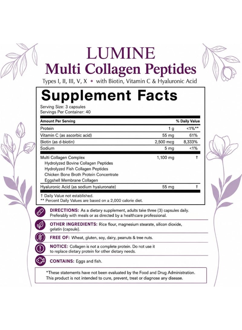 LUMINE Multi Collagen Peptides Capsules – Non-GMO, Gluten-Free & Easy to Swallow - Image 4