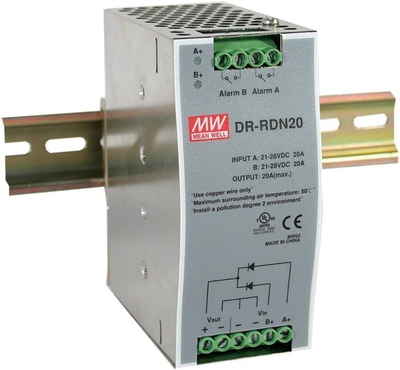 Mean Well DR RDN20 Series 30V 20A DIN Rail Switching Power Supply - Image 1