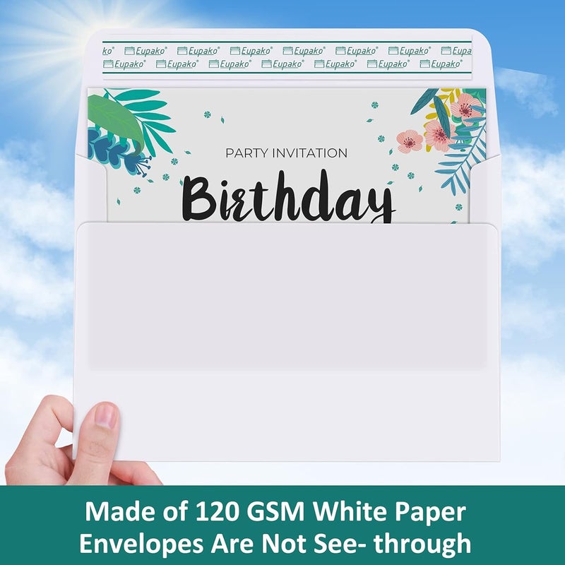 Eupako 5x7 Envelopes Self Seal 250 Pack, White A7 Envelopes, Kraft Paper Envelope for 5x7 Cards, Photos, Invitations, Wedding, Graduation, Baby Shower, 5.25 x 7.25 Inches - Image 4