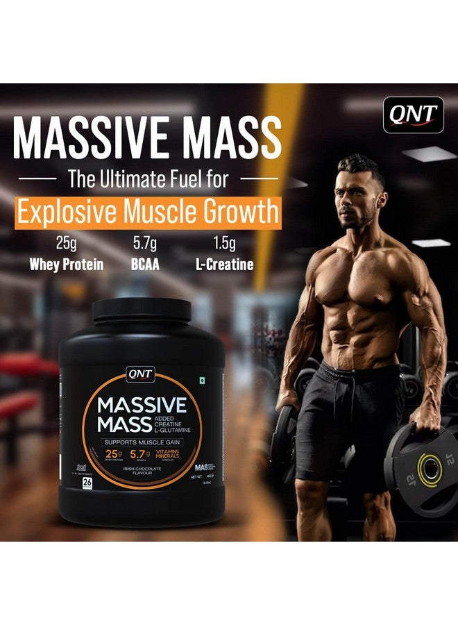 QNT Massive Mass Gainer | 2kg | Irish Chocolate | 13 Servings | 25g Protein, 5.7g BCAA | Supports Weight Gain, Recovery & Strength - Image 4