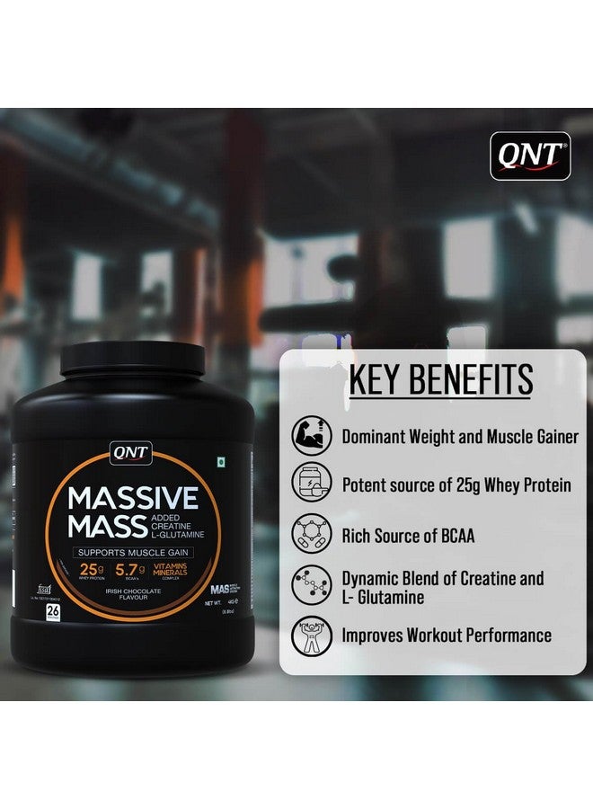 QNT Massive Mass Gainer | 2kg | Irish Chocolate | 13 Servings | 25g Protein, 5.7g BCAA | Supports Weight Gain, Recovery & Strength - Image 5