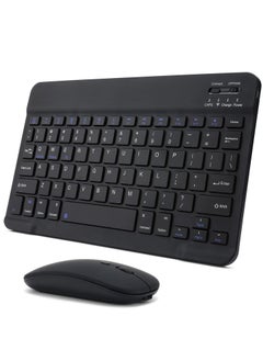 Rechargeable Bluetooth Keyboard and Mouse Combo Portable Compact Wireless Mouse Keyboard Set for Android Windows Tablet Cell Phone iPhone iPad Pro Air Mini, iPad OS/iOS 13 and above (Black)