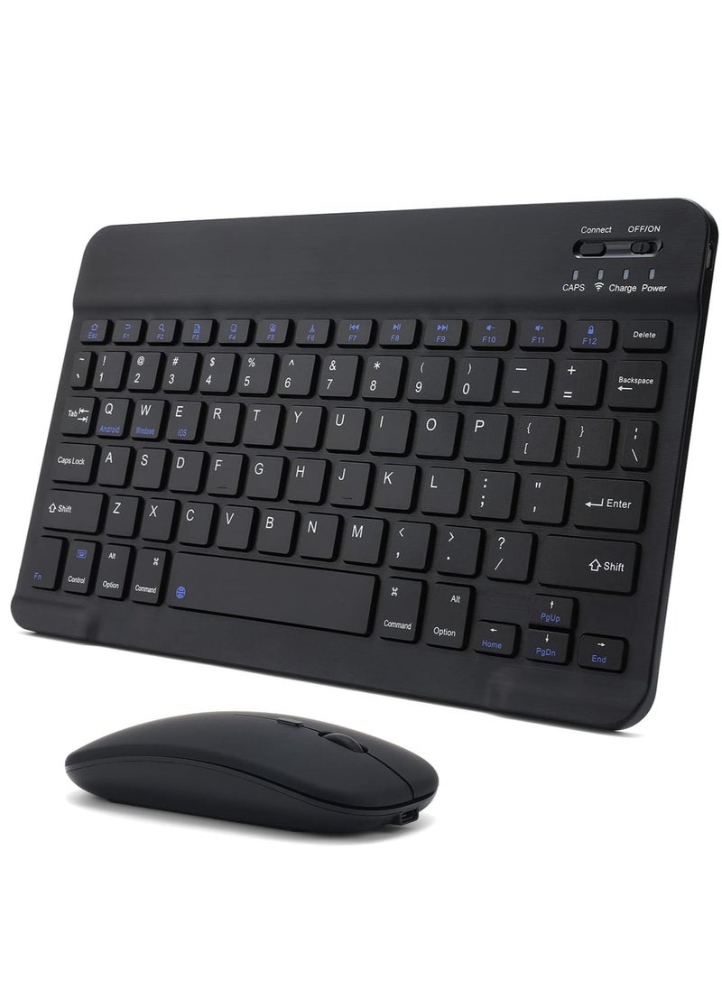 ELTRAZONE - Rechargeable Bluetooth Keyboard and Mouse Combo Portable Compact Wireless Mouse Keyboard Set for Android Windows Tablet Cell Phone iPhone iPad Pro Air Mini, iPad OS/iOS 13 and above (Black) - Image 1