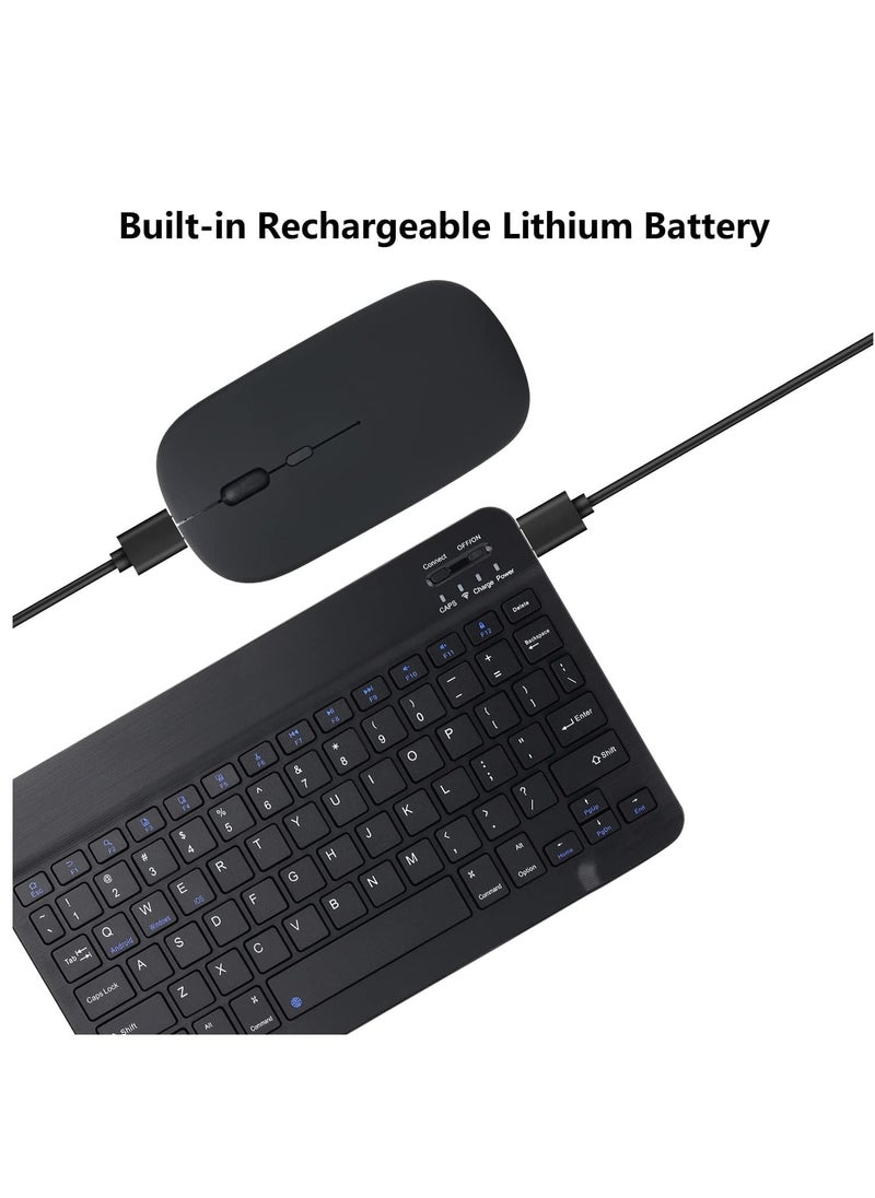 ELTRAZONE - Rechargeable Bluetooth Keyboard and Mouse Combo Portable Compact Wireless Mouse Keyboard Set for Android Windows Tablet Cell Phone iPhone iPad Pro Air Mini, iPad OS/iOS 13 and above (Black) - Image 1