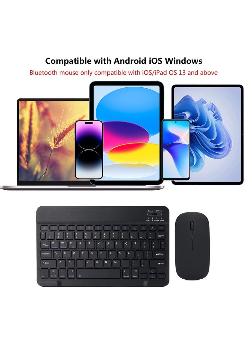 ELTRAZONE - Rechargeable Bluetooth Keyboard and Mouse Combo Portable Compact Wireless Mouse Keyboard Set for Android Windows Tablet Cell Phone iPhone iPad Pro Air Mini, iPad OS/iOS 13 and above (Black) - Image 1