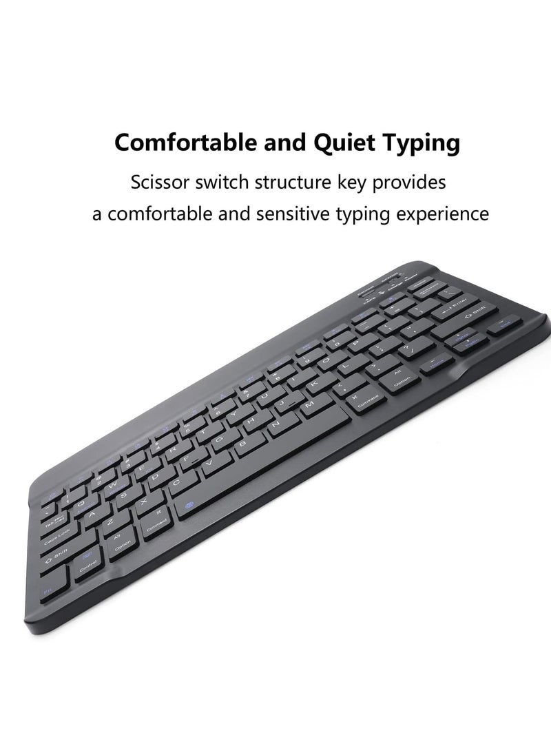 ELTRAZONE - Rechargeable Bluetooth Keyboard and Mouse Combo Portable Compact Wireless Mouse Keyboard Set for Android Windows Tablet Cell Phone iPhone iPad Pro Air Mini, iPad OS/iOS 13 and above (Black) - Image 1