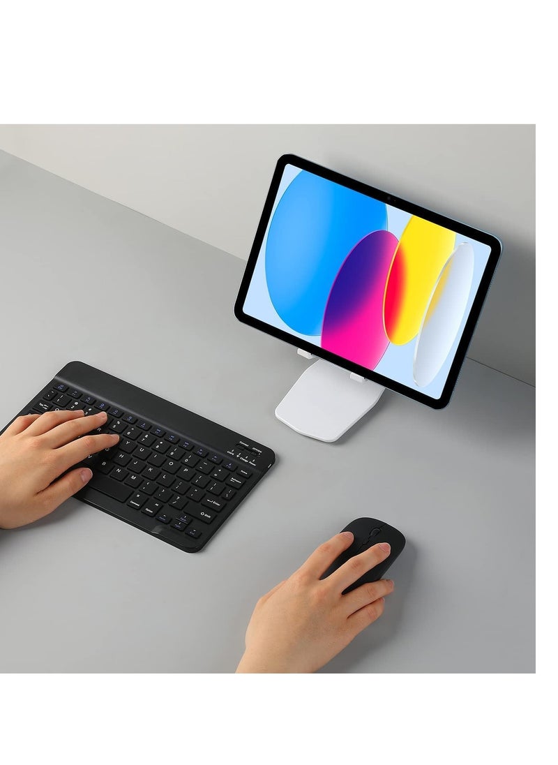 ELTRAZONE - Rechargeable Bluetooth Keyboard and Mouse Combo Portable Compact Wireless Mouse Keyboard Set for Android Windows Tablet Cell Phone iPhone iPad Pro Air Mini, iPad OS/iOS 13 and above (Black) - Image 1