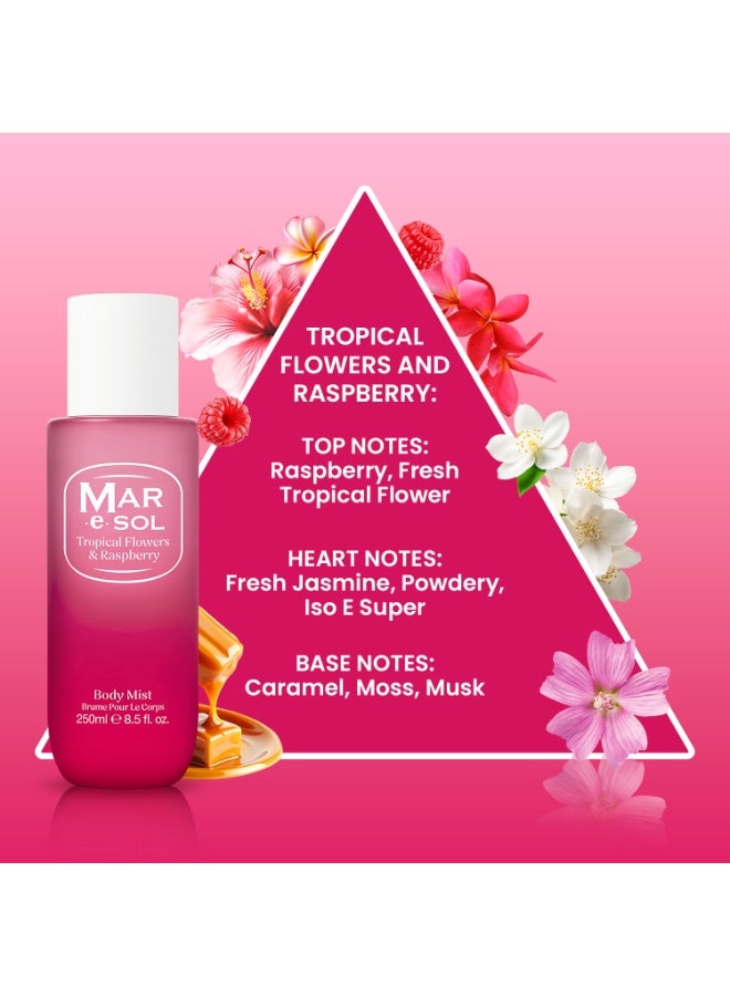 MAR.e.SOL Tropical Flowers & Raspberry Body Mist for Women, 250ml – Long-Lasting & Refreshing Summer Scent with Exotic Florals and Juicy Berries - Image 3