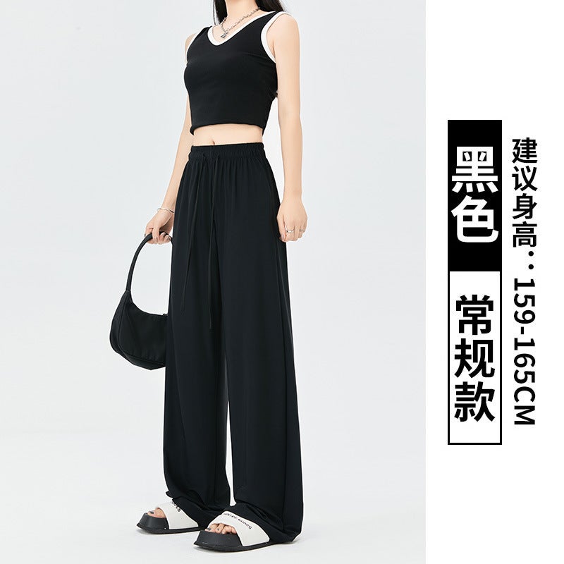 Summer casual Ice Silk sun-proof pants wide-leg pants thin draping cool Yamamoto mosquito-proof pants quick-drying straight pants - Image 1