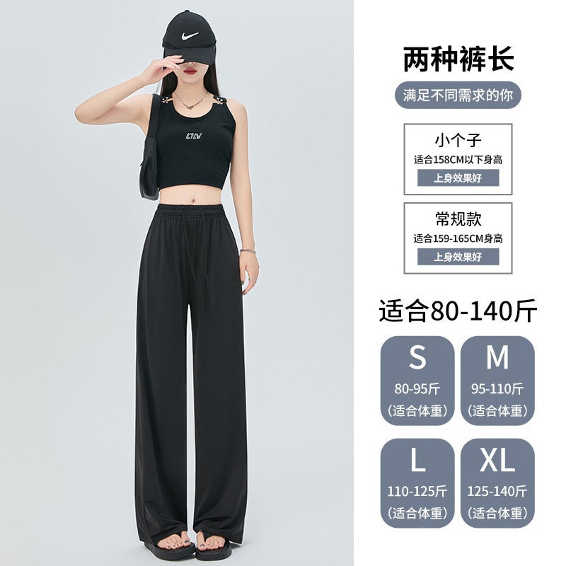 Summer casual Ice Silk sun-proof pants wide-leg pants thin draping cool Yamamoto mosquito-proof pants quick-drying straight pants - Image 4