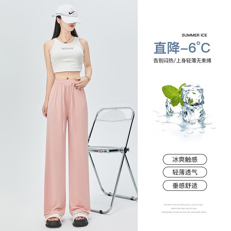 Summer casual Ice Silk sun-proof pants wide-leg pants thin draping cool Yamamoto mosquito-proof pants quick-drying straight pants - Image 3