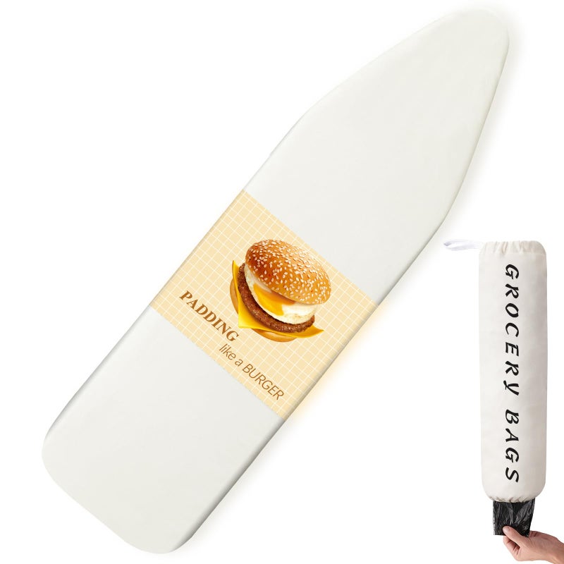BNDX Ironing Board Cover, 15" x 54" Standard Size Thick Padding with 2" Elastic, Stain Resistant & Durable Scorch, 2 Click Buckles for Smooth Iron Beige Natural Twill(Bonus Plastic Bag Holder) - Image 1
