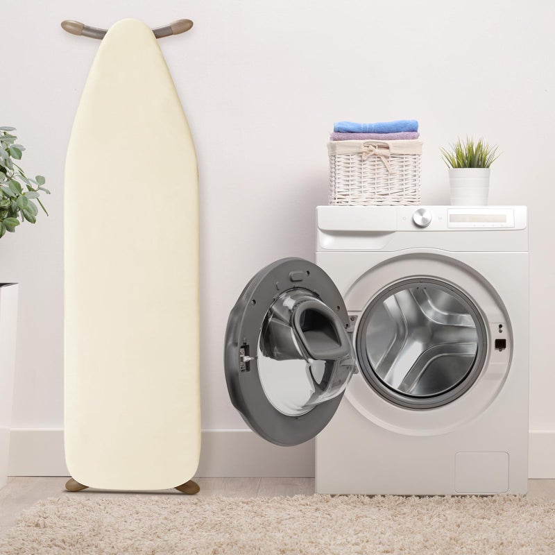 BNDX Ironing Board Cover, 15" x 54" Standard Size Thick Padding with 2" Elastic, Stain Resistant & Durable Scorch, 2 Click Buckles for Smooth Iron Beige Natural Twill(Bonus Plastic Bag Holder) - Image 2