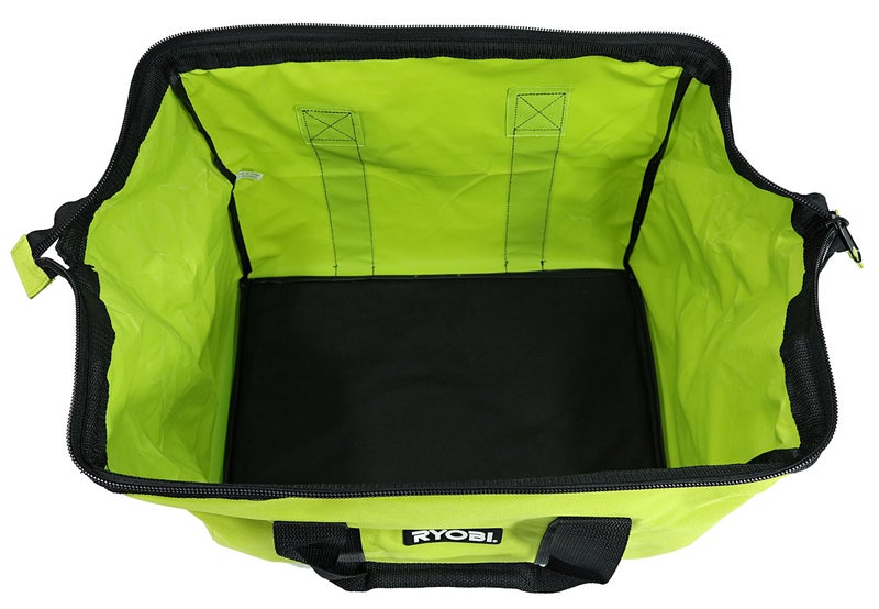 Ryobi Green Wide Mouth Collapsible Genuine OEM Contractorâ€™s Bag w/ Full Top Single Zipper Action and Cross X Stitching - Image 2