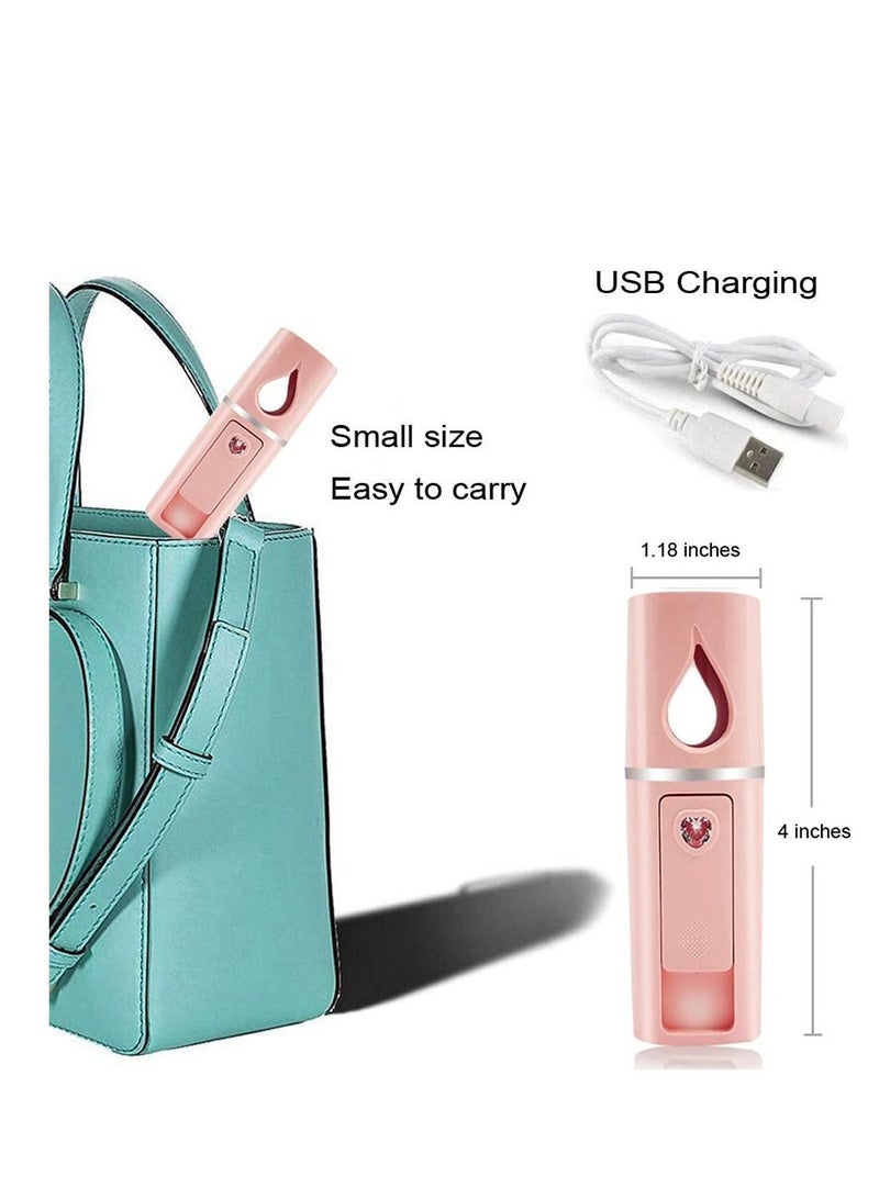 Y&D Nano Moisture Meter, Handheld USB Rechargeable Moisturizer, Intimate Mirror Design on The Top, Cold Mist Humidifier, Moisturizing and Skin Care, Makeup (Pink, 1 Piece) - Image 5