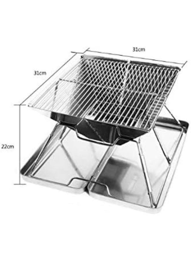 Stainless Steel Folding BBQ Grill Barbecue Charcoal Grills for Outdoor Camping Picnic BBQ Tools - Image 2