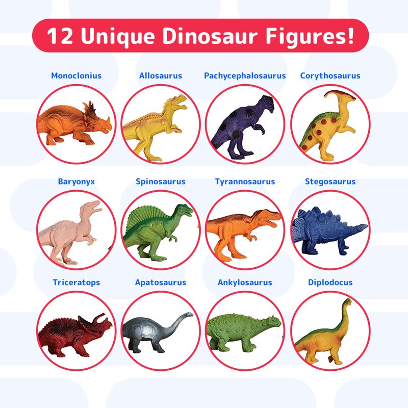 PREXTEX Dinosaur Toys for Kids 3-5 - 12 Dinosaur Figurines and Dino Book for Kids with Sound - Realistic Toy Dinosaurs Figures - Dino Toys with Sound Books - Image 4