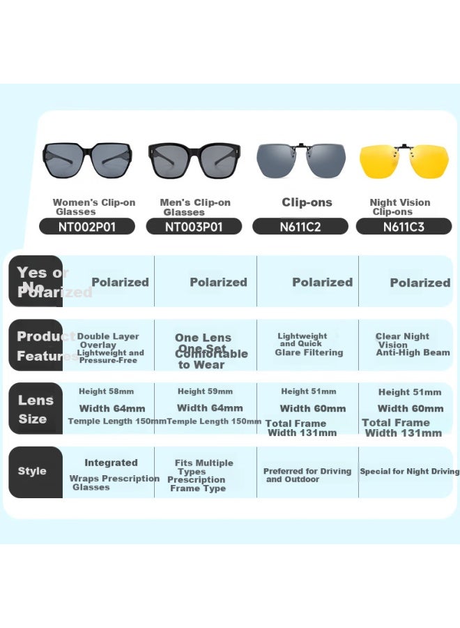 HORIEN Hailien Myopia Gl Sungl Clip Polarized Sungl Uni Driving Anti-glare Night Vision - Image 5