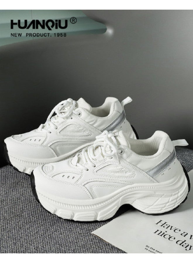 UNIVERSAL Versatile Platform Dad Shoes】women's Spring/autumn Fashion Height-increasing Mesh White Sneakers Casual Sports Shoes - Image 1