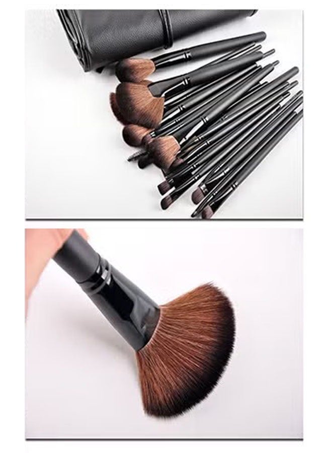 Professional Make-up Brush Set Black, 24 Makeup Brushes with PU Leather Bag, Soft and Non Fading, Durable and Easy To Store, Makeup Set - Image 5