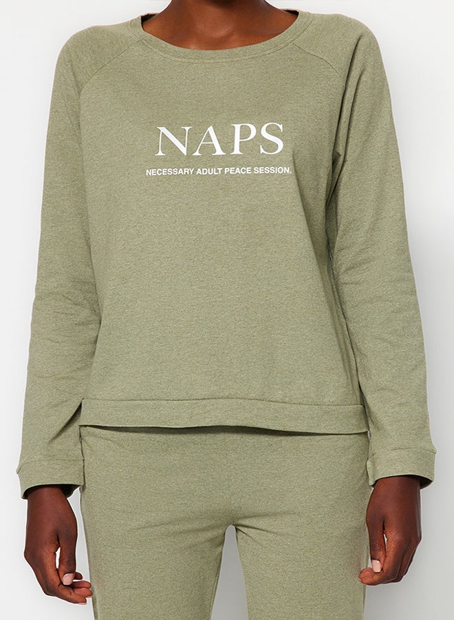 trendyol Dark Green T-shirt-Jogger Knitted Pajamas Set THMAW21PT0497  - Image 4