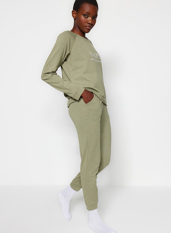 trendyol Dark Green T-shirt-Jogger Knitted Pajamas Set THMAW21PT0497  - Image 3