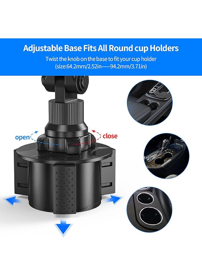 جيكتسي حامل هاتف مزدوج للسيارة، حامل أكواب، حامل هاتف للسيارة قابل للتعديل بزاوية 360 درجة، عالمي للهواتف الذكية من 3 إلى 7 بوصات - Image 4