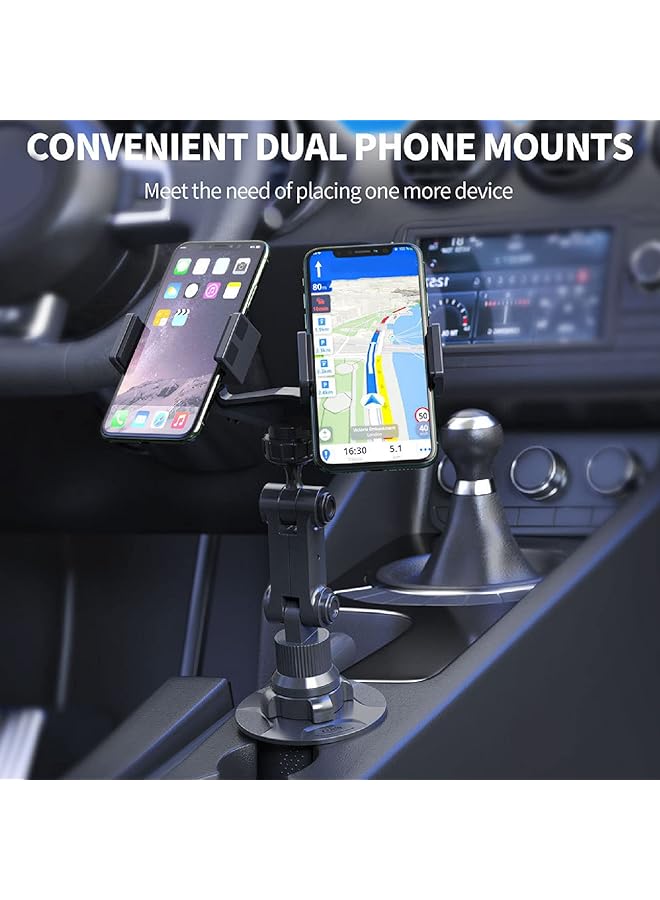 جيكتسي حامل هاتف مزدوج للسيارة، حامل أكواب، حامل هاتف للسيارة قابل للتعديل بزاوية 360 درجة، عالمي للهواتف الذكية من 3 إلى 7 بوصات - Image 5
